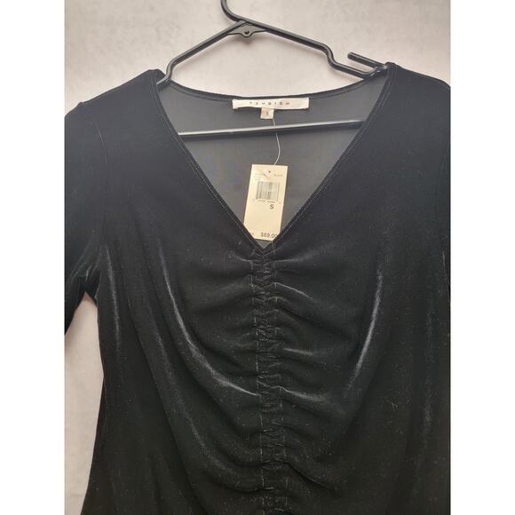 Studio M Black Velvet Blouse, Size S, NWT - Picture 2 of 10